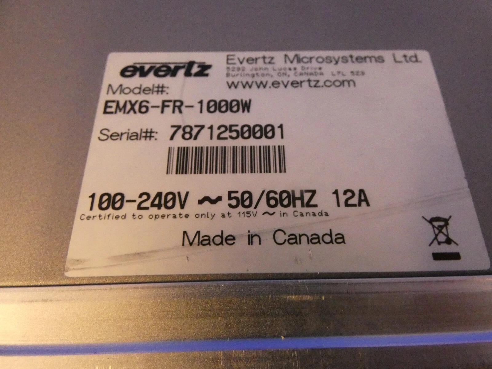 Evertz EMX6 Frame w/ 2-EMR-ADMX-16x16A, 2-EMR-IP48-AESU